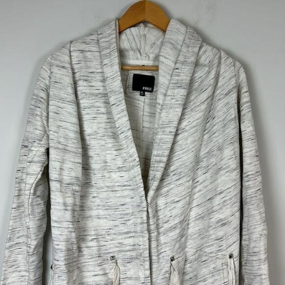 Aritzia Wilfred Roussea Zip Up Cardigan Sweater Cream and Gray Shawl Collar - Picture 6 of 12